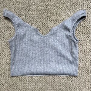 FANG Gray Ribbed Crop Tank Top